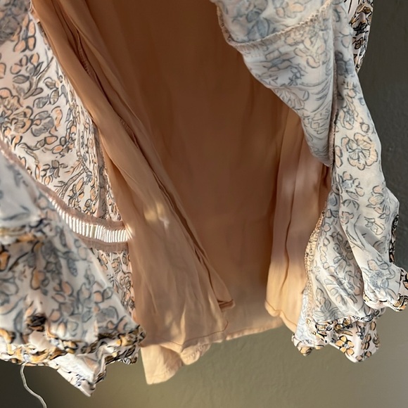 Free People Boheme Ivory Floral Mini Dress NWT Size 10 Long Sleeve - Picture 12 of 13